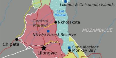 რუკა მალავის ტბის აფრიკაში